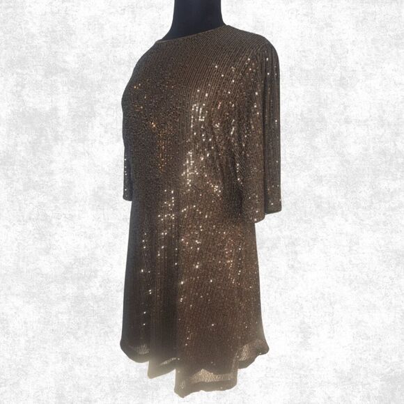 Old Navy Sequin Tunic Dress Top Black Bronze XXL Plus Size Sparkle Party Shirt / - Picture 1 of 6